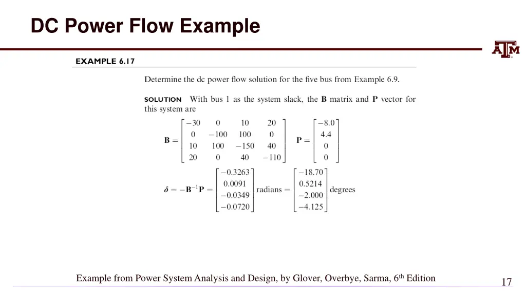 dc power flow example