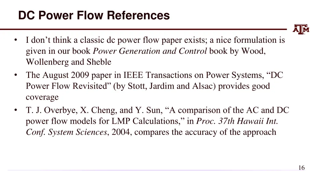 dc power flow references