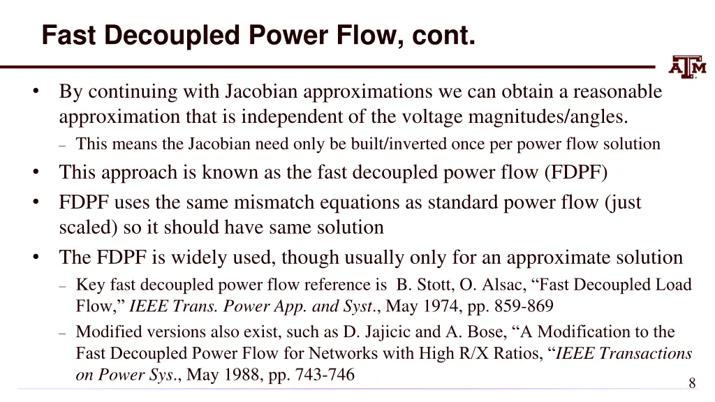 fast decoupled power flow cont