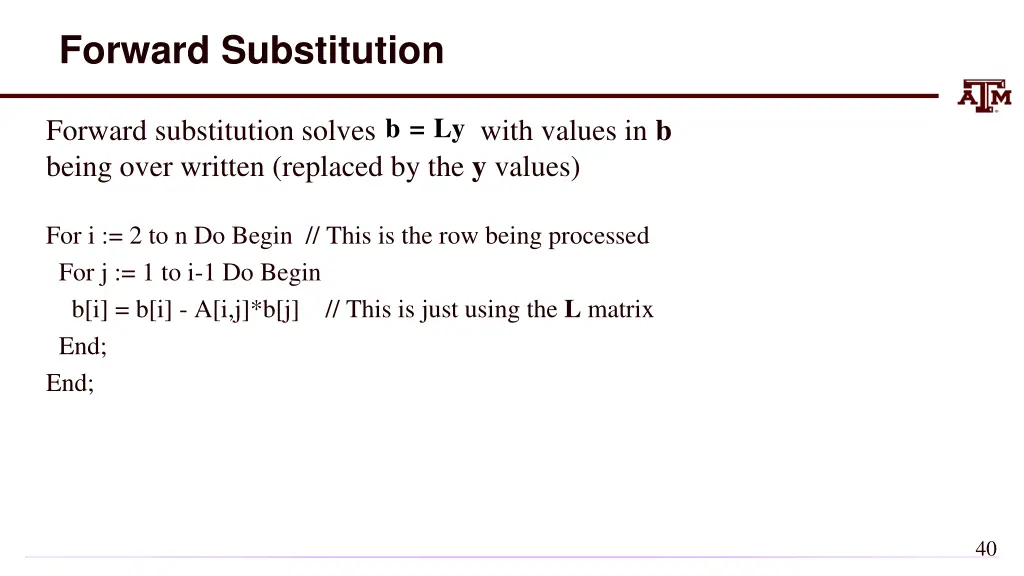 forward substitution