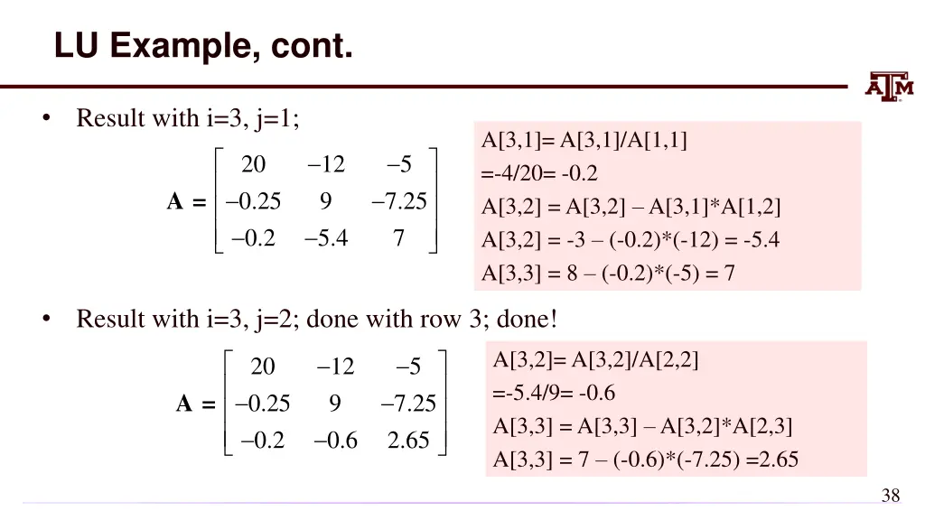 lu example cont