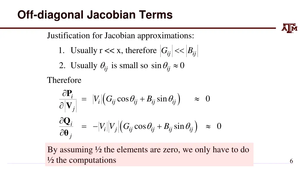 off diagonal jacobian terms