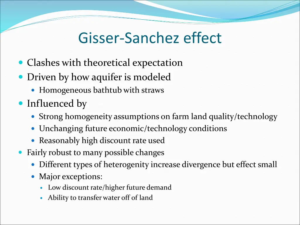 gisser sanchez effect
