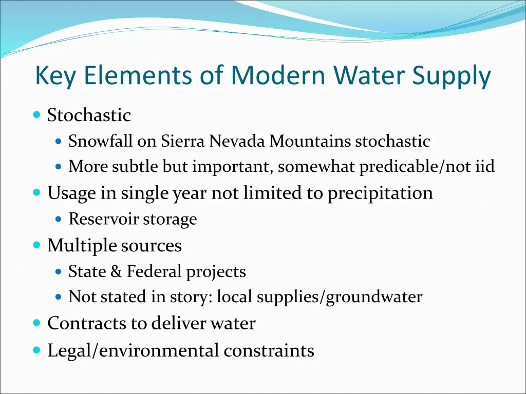 key elements of modern water supply
