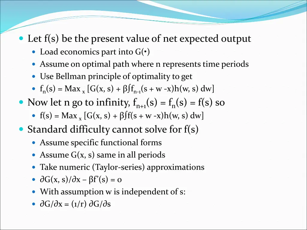 let f s be the present value of net expected