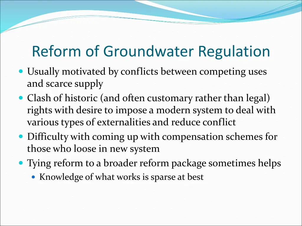 reform of groundwater regulation