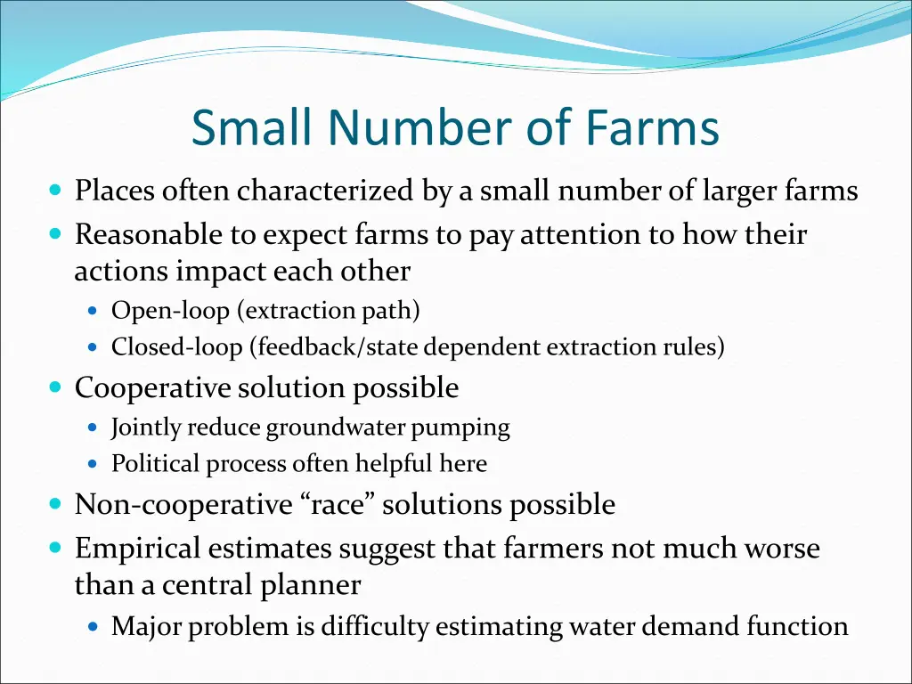small number of farms