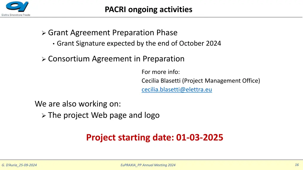 pacri ongoing activities