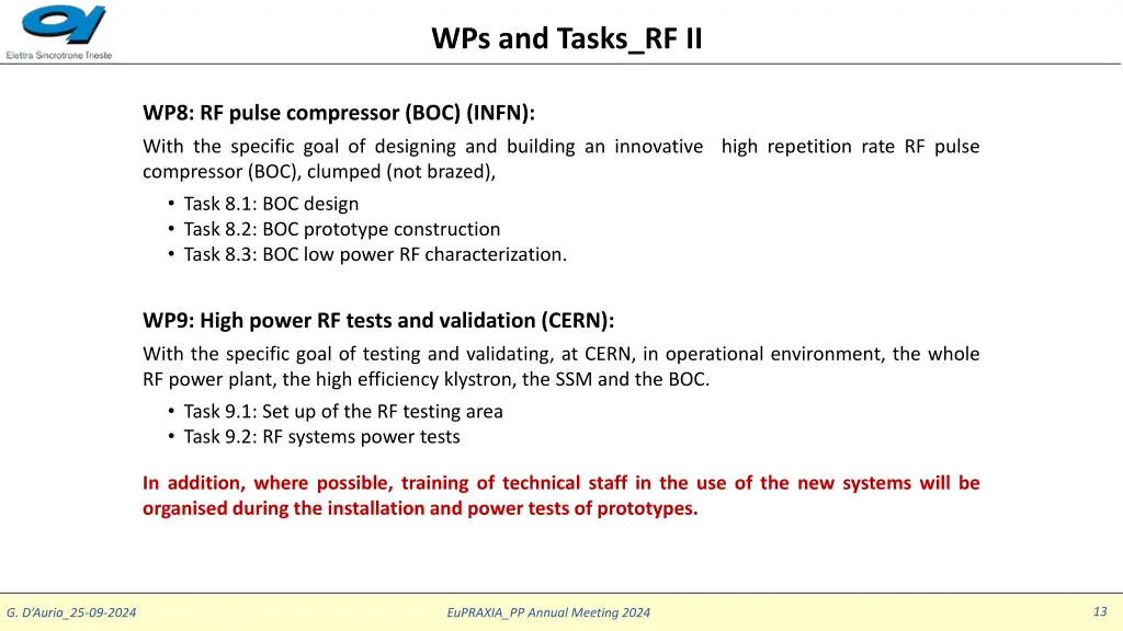 wps and tasks rf ii