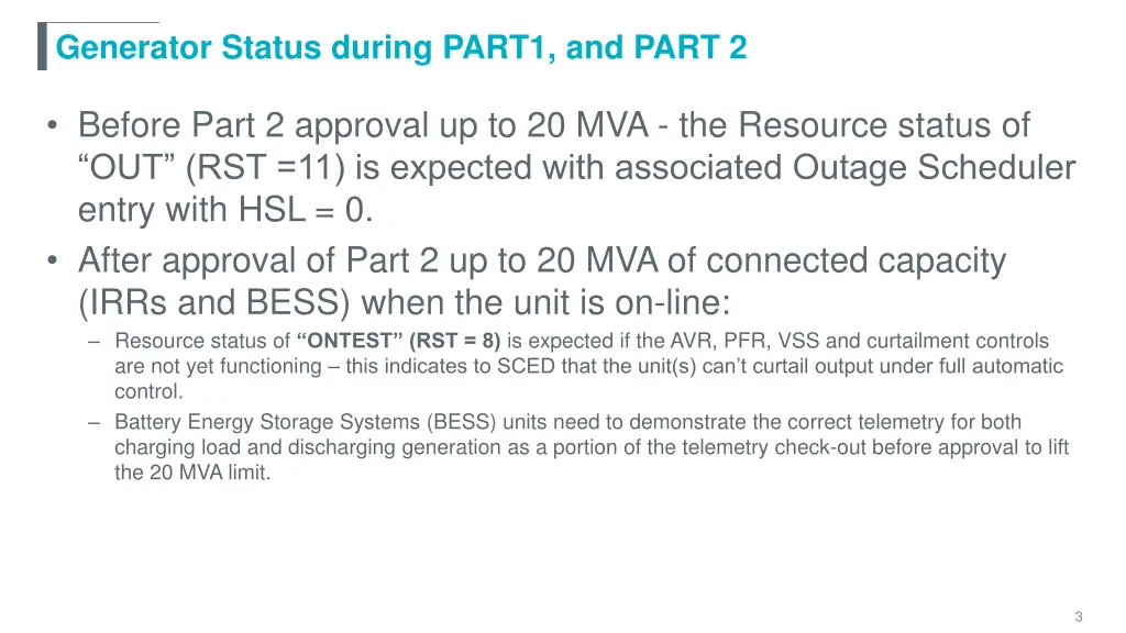 generator status during part1 and part 2