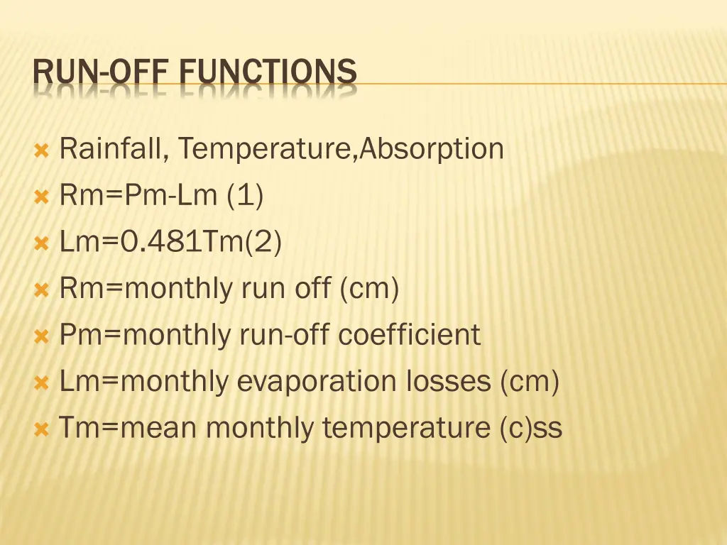 run off functions