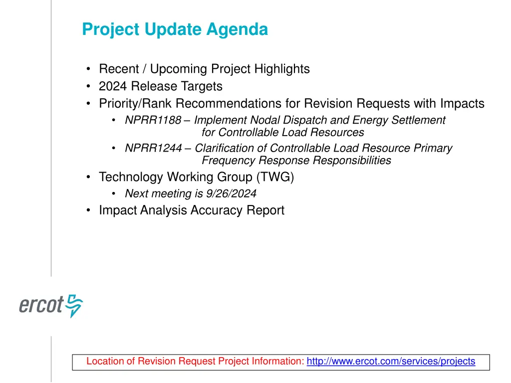 project update agenda