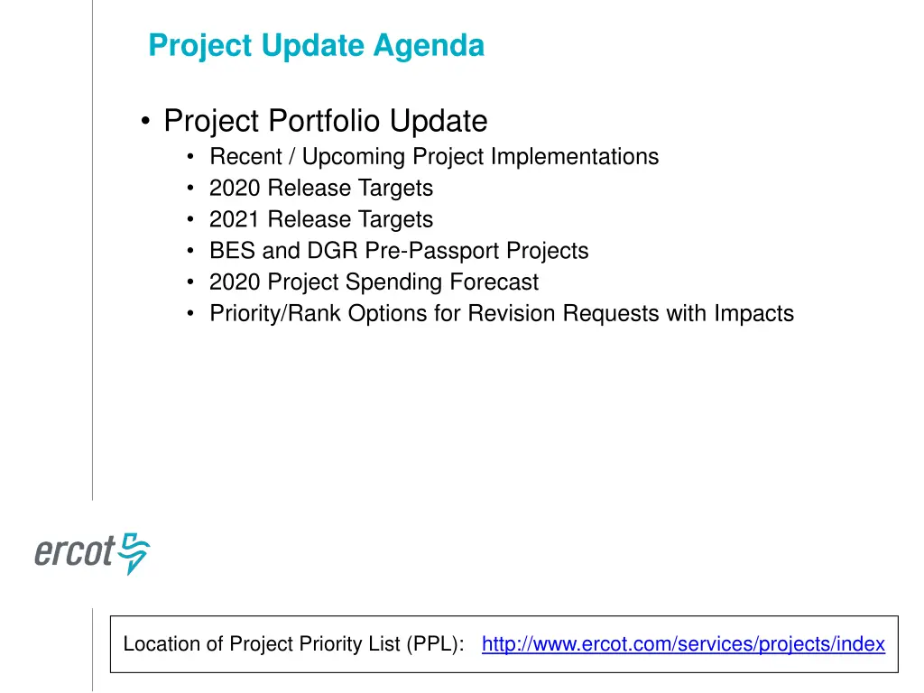project update agenda