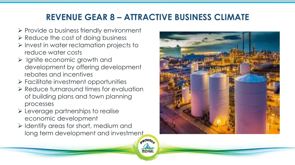 revenue gear 8 attractive business climate