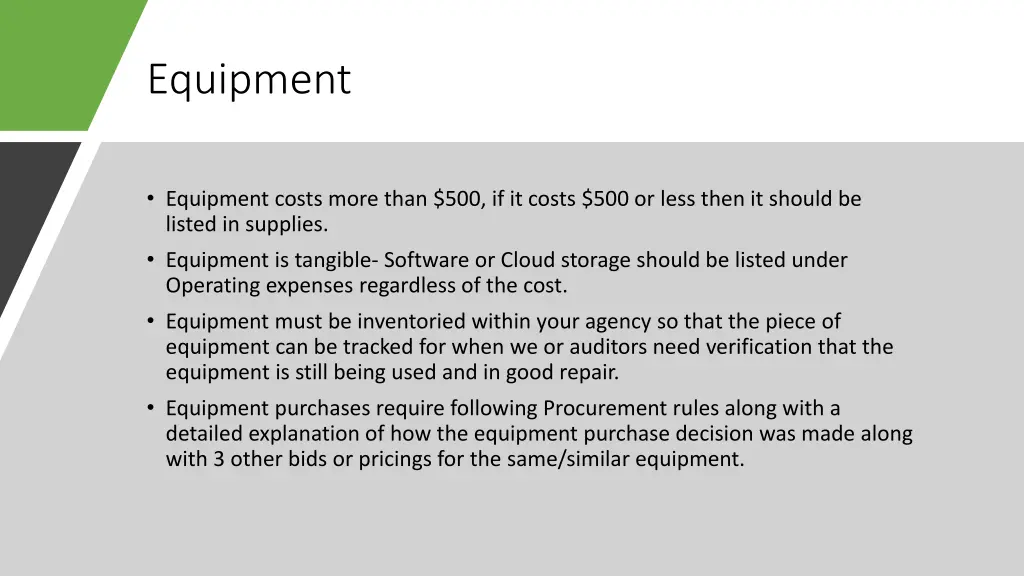 equipment