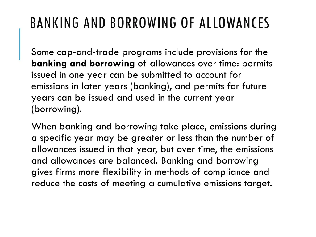 banking and borrowing of allowances