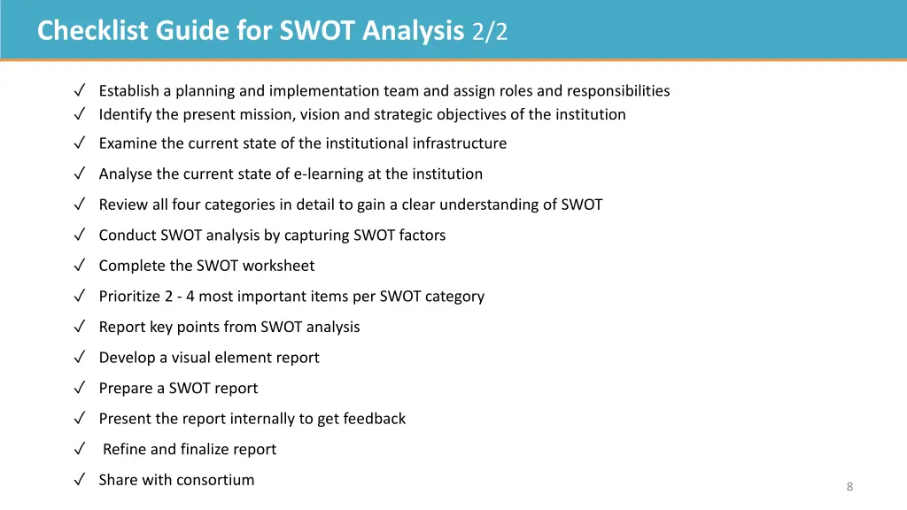 checklist guide for swot analysis 2 2