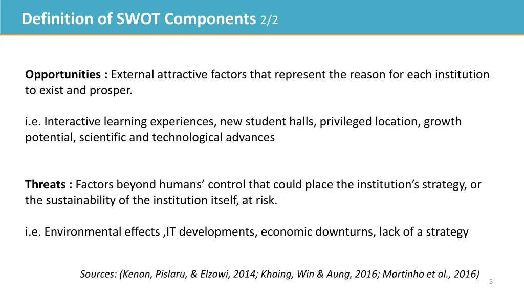 definition of swot components 2 2