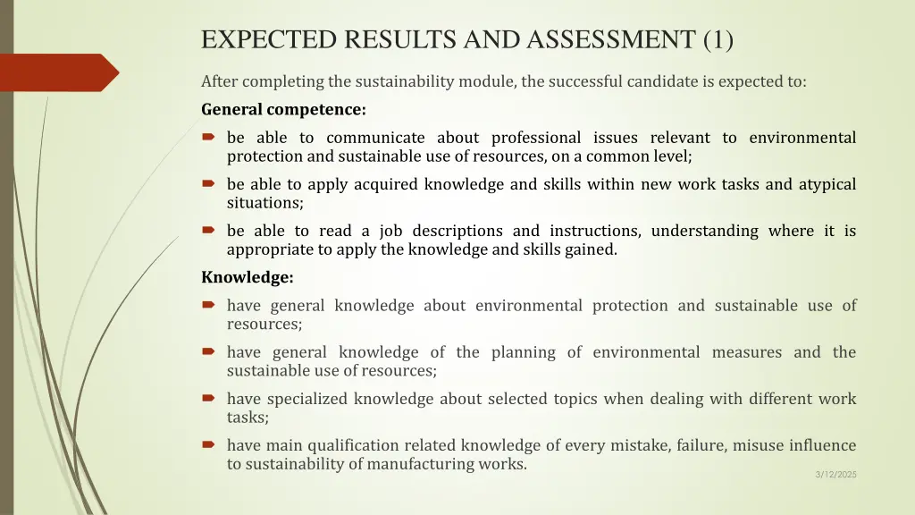 expected results and assessment 1