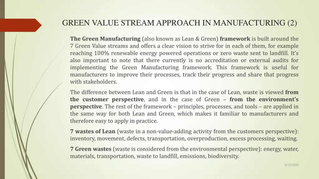 green value stream approach in manufacturing 2