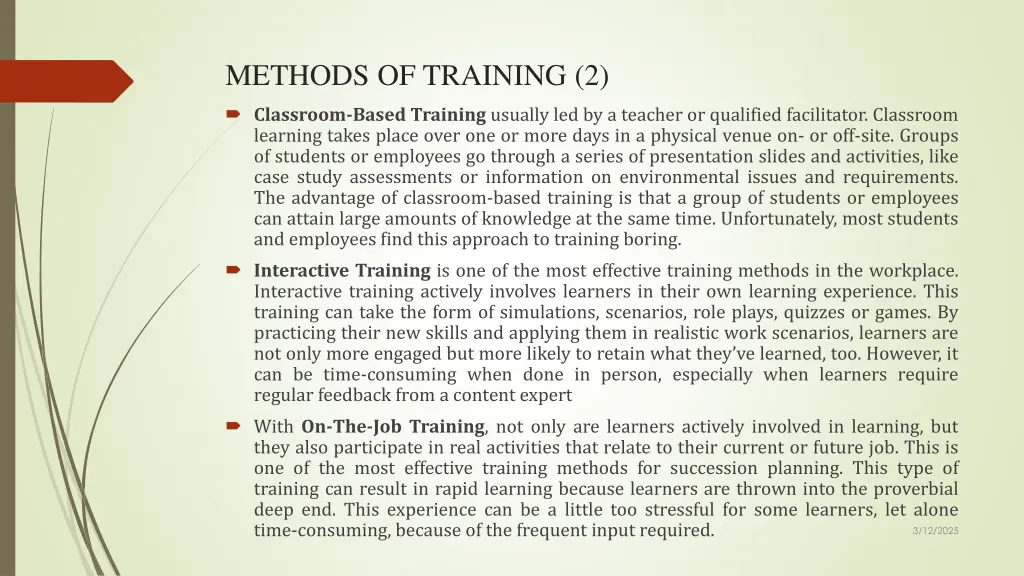 methods of training 2