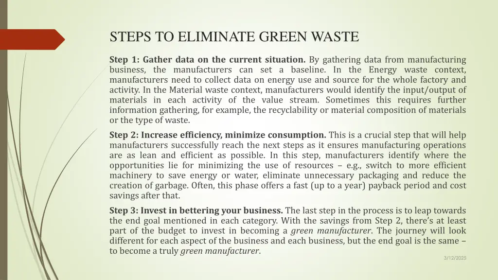 steps to eliminate green waste