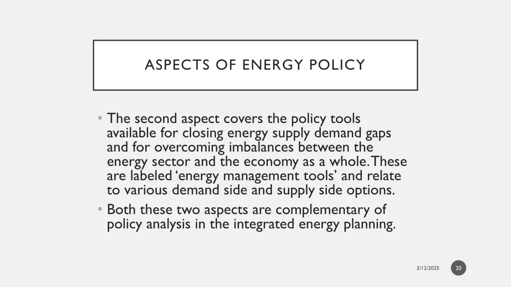 aspects of energy policy 1