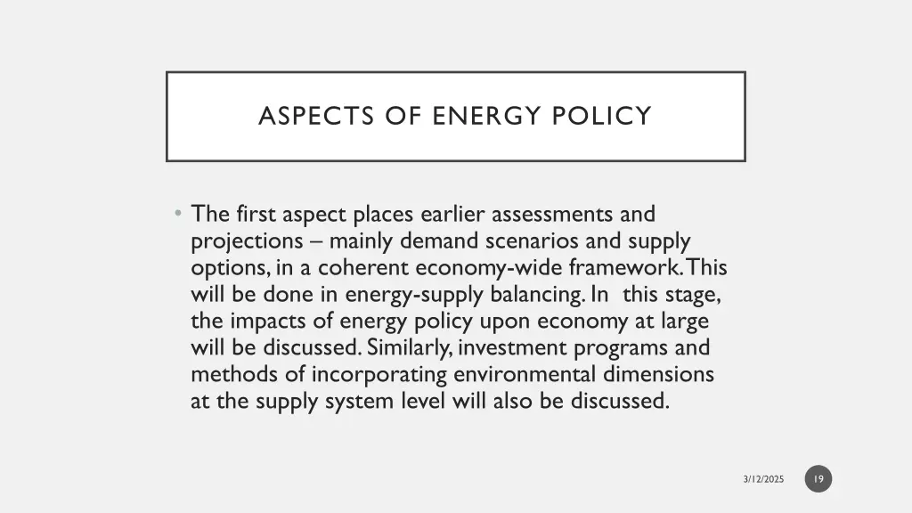 aspects of energy policy
