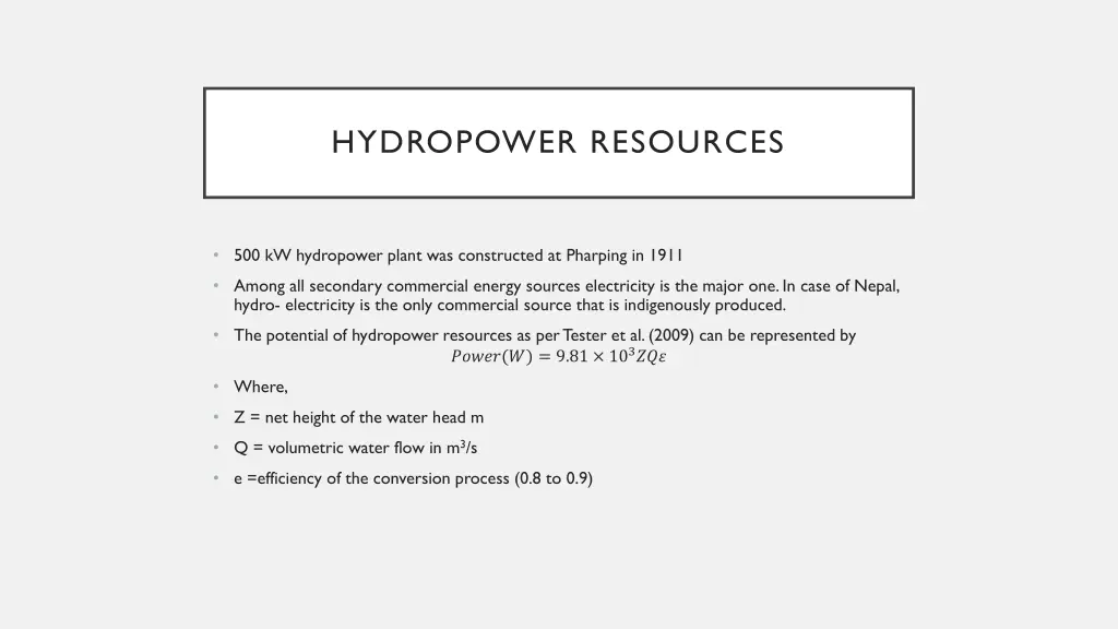 hydropower resources