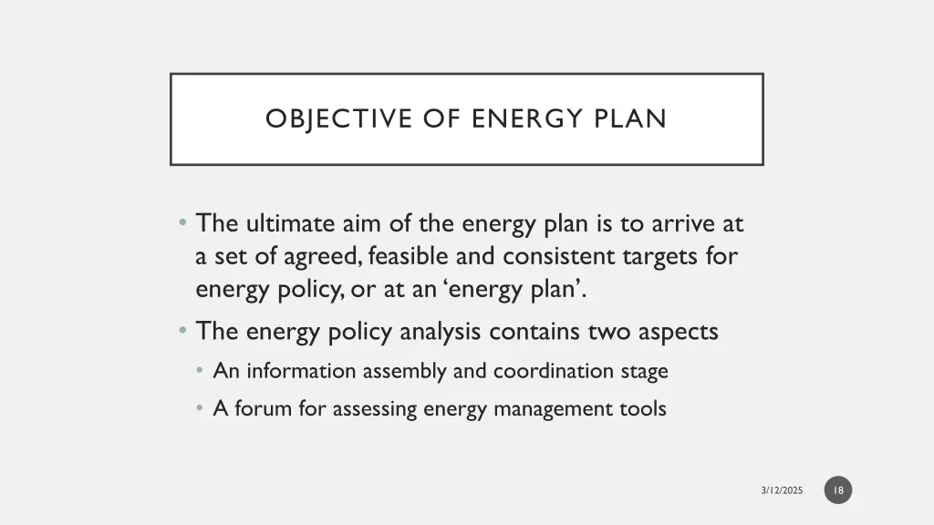 objective of energy plan