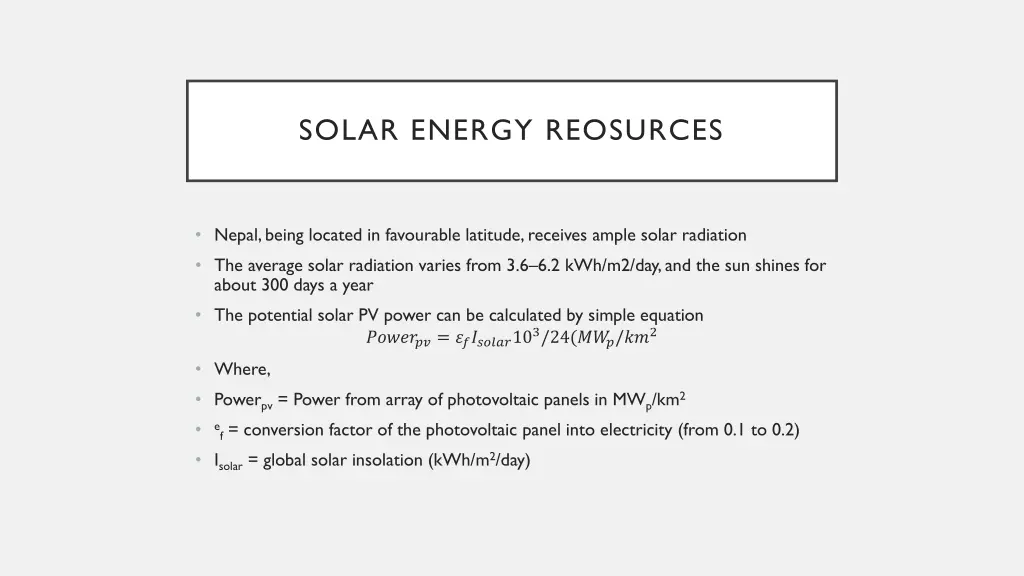 solar energy reosurces