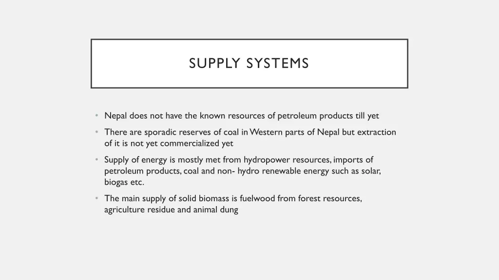 supply systems