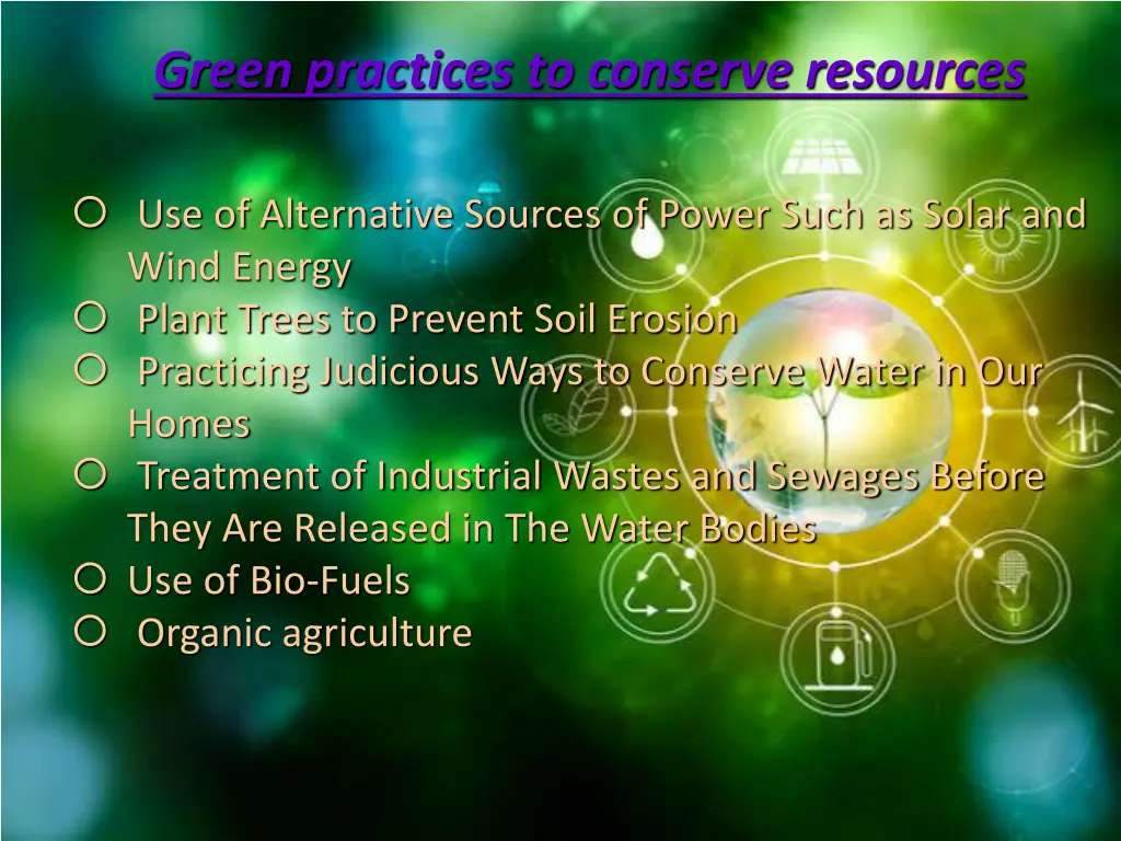green practices to conserve resources