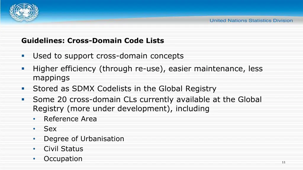 guidelines cross domain code lists