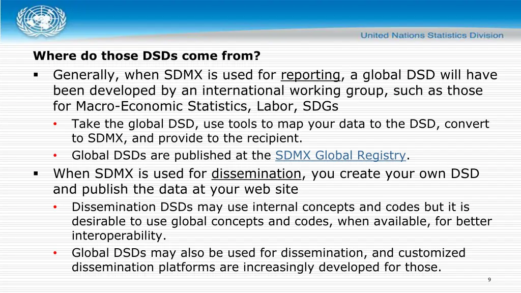 where do those dsds come from generally when sdmx
