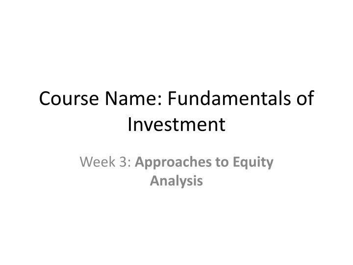 course name fundamentals of investment