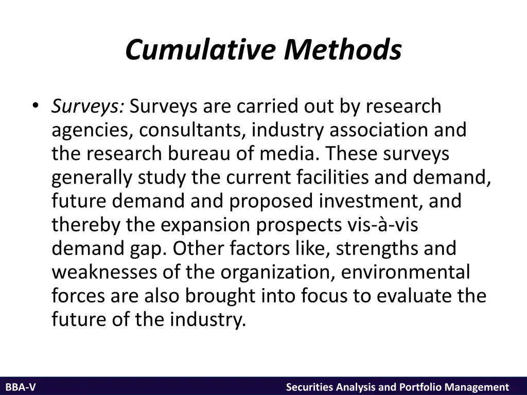 cumulative methods