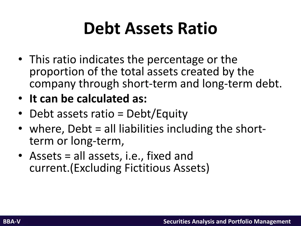 debt assets ratio