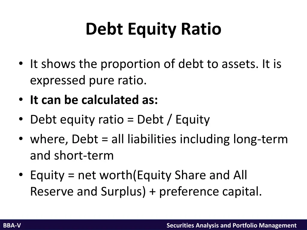 debt equity ratio