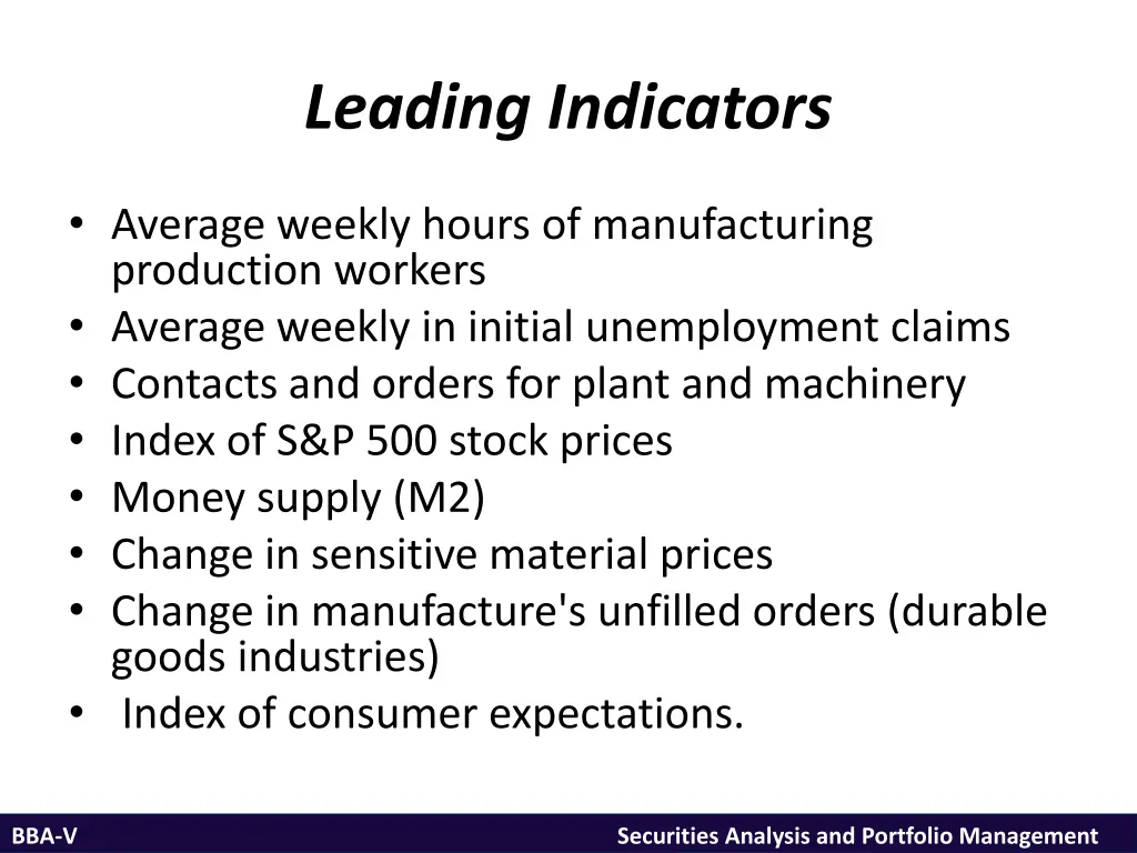 leading indicators