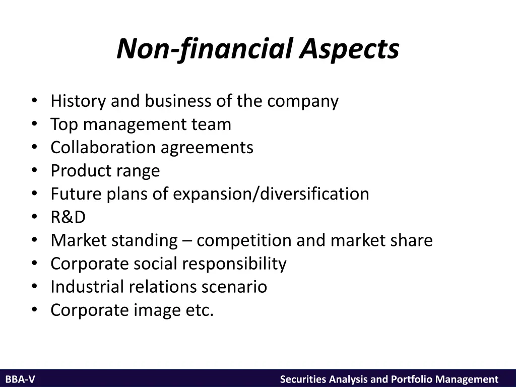 non financial aspects