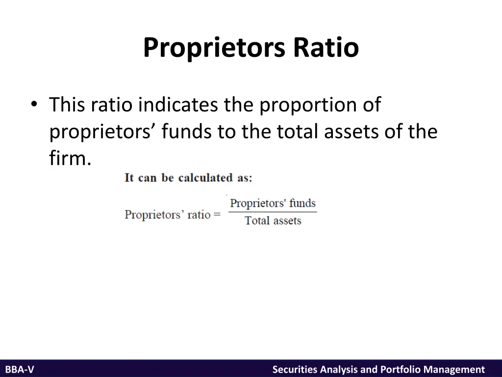 proprietors ratio