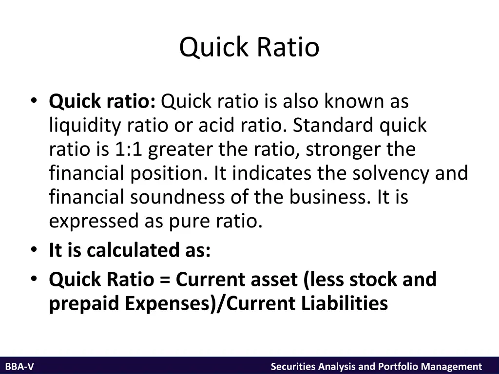 quick ratio