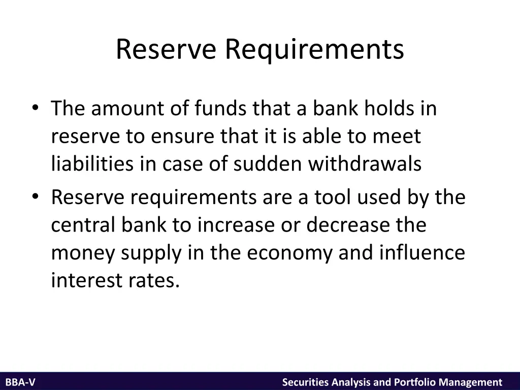 reserve requirements