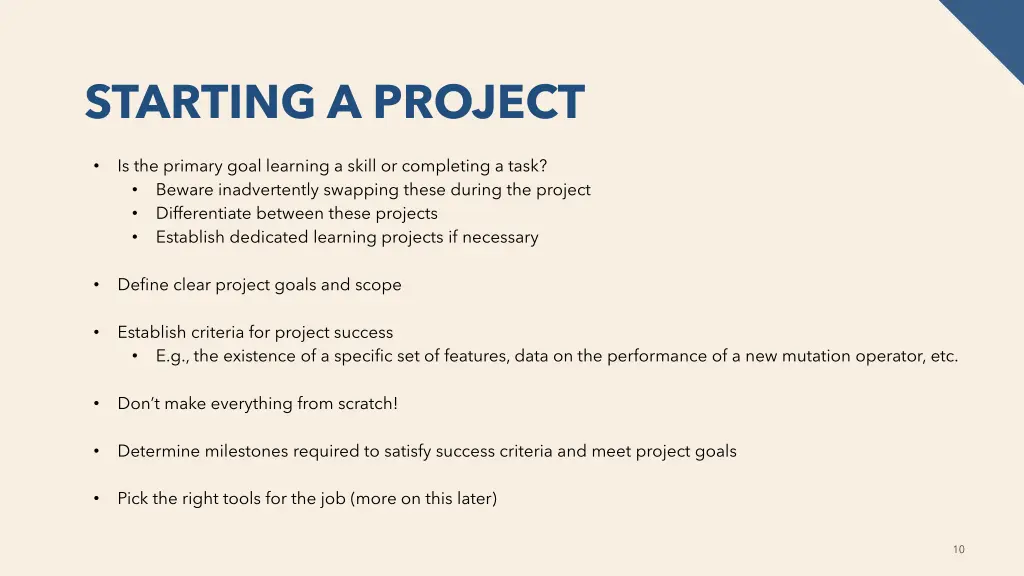 starting a project