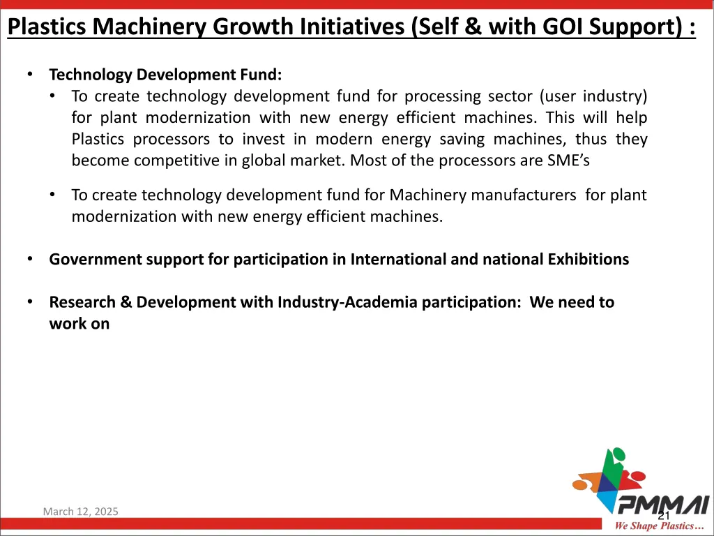 plastics machinery growth initiatives self with 1