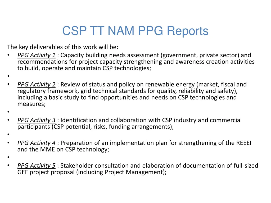 csp tt nam ppg reports