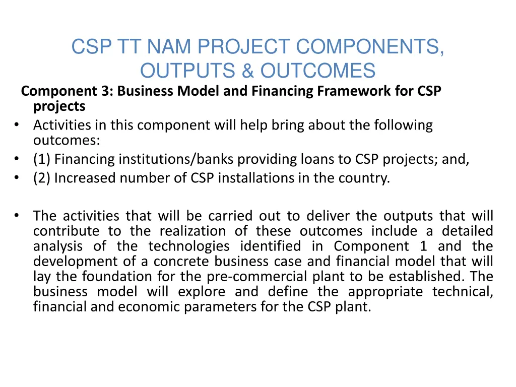 csp tt nam project components outputs outcomes 2