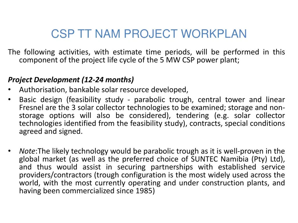 csp tt nam project workplan