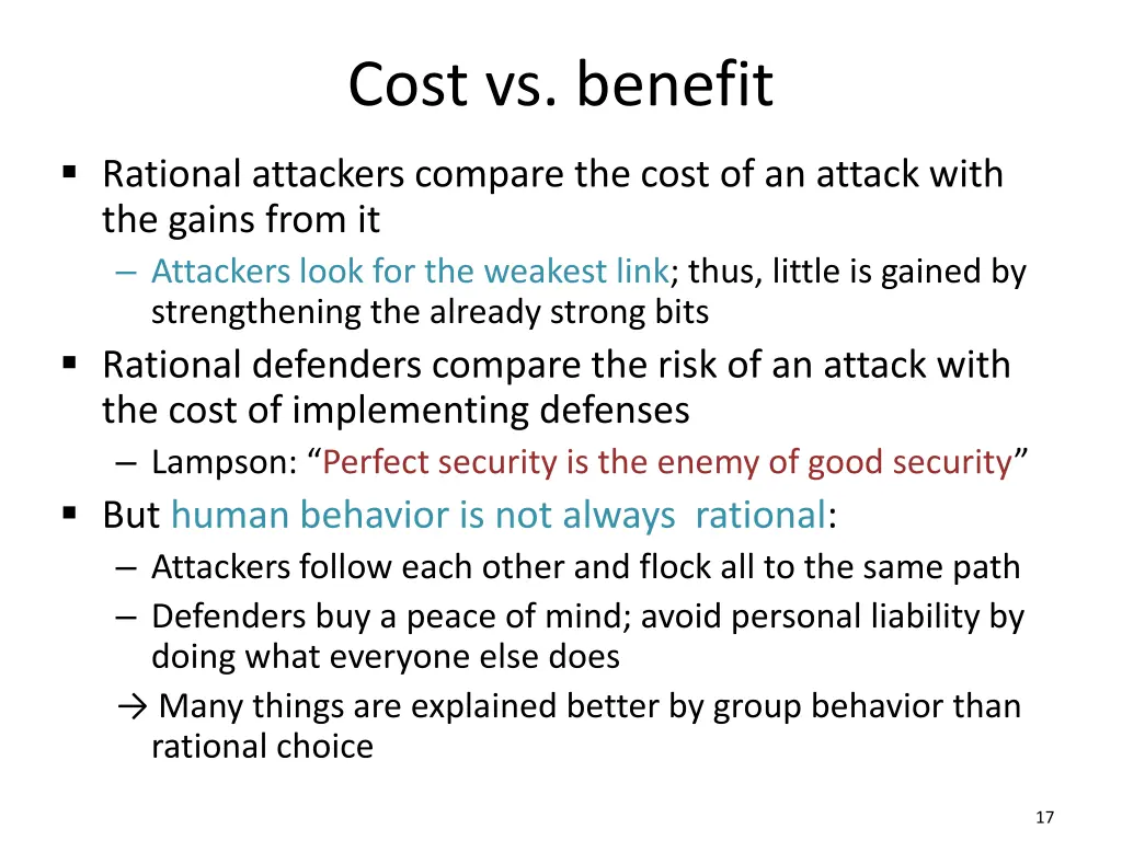 cost vs benefit